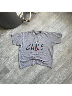 Grey / Multi Vintage “Chile” Graphic T-Shirt (Boxy / Cropped Fit)